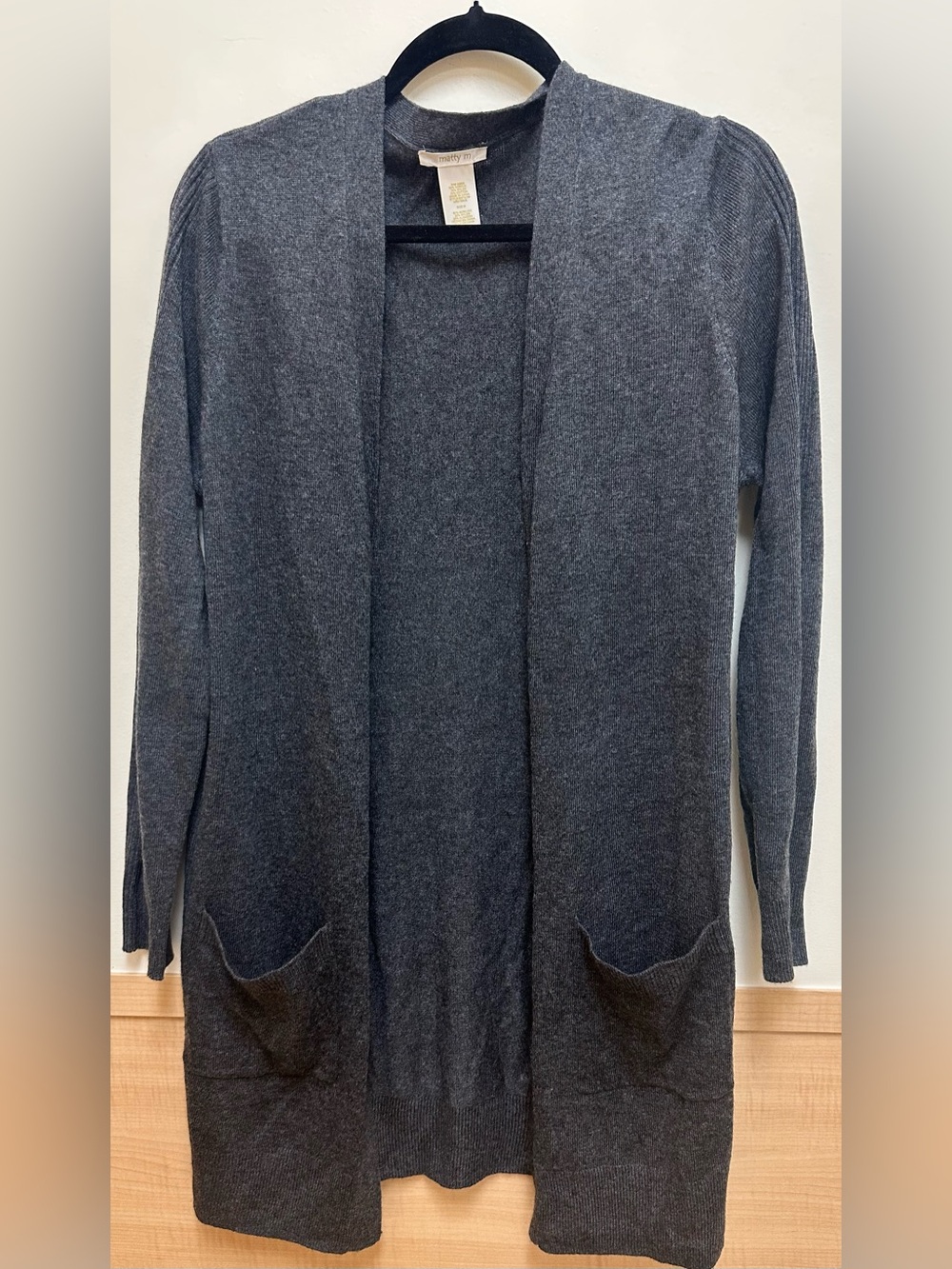 Matty M Women's Dark Gray Open-Front Cardigan